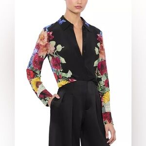 Alice and Olivia 100% silk Brady Button Front Blouse in size M
